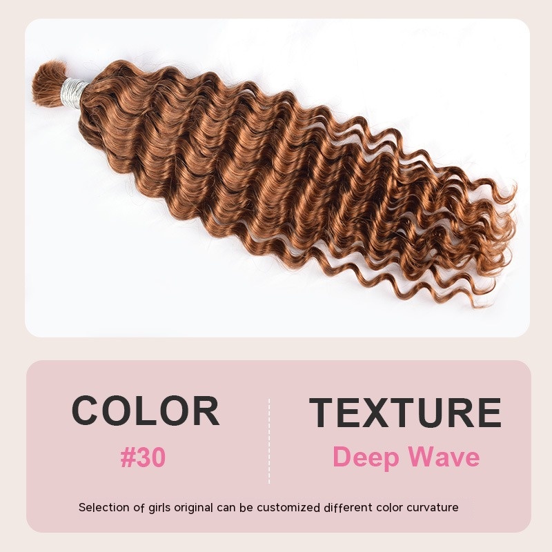 Deep wave human hair extensions designed for bulk hair, giving a glamorous wave pattern